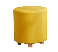 Taburete redondo otomano de madera maciza para maquillaje y zapatos, reposapiés de tela pequeña, 2 tamaños, color verde y amarillo, 35 x 45 cm