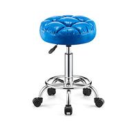Taburete redondo redondo de cuero PU con ruedas, silla de taburete ajustable de altura giratoria de 360 °, taburete moderno de rodillos redondos con reposapiés, para trabajos en el hogar taburetes