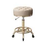 Taburete redondo resistente con ruedas y reposapiés, altura ajustable de 16.5 a 22 pulgadas, asiento tapizado para salones, spa, gráficos médicos, trabajo, masaje, barra de belleza (blanco)