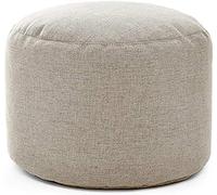 Taburete redondo suave y compacto con funda de lino extraíble, cómodo asiento acolchado para sala de estar y dormitorio