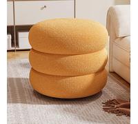 Taburete redondo tapizado, diseño compacto suave con reposapiés para un cómodo asiento en la sala de estar o el dormitorio