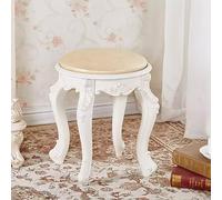 Taburete redondo tapizado - Taburete de maquillaje tallado de madera vintage sin respaldo para sala de estar, dormitorio, restaurante y piano, muebles elegantes