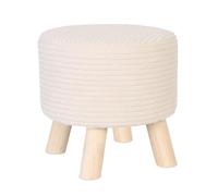 Taburete Relaxdays Cord, Patas de Madera, tapizado, 30 x 30 cm, Redondo, Asiento, reposapiés, salón, Beige/Natural