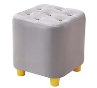 Taburete reposapiés acolchado pequeño de madera con asiento acolchado, puf versátil para sofá, dormitorio, sala de estar, decoración (D 31 cm)