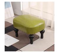 Taburete reposapiés de piel sintética, moderno pie rectangular pequeño con remache, escalón acolchado con patas antideslizantes para sala de estar, sofá, entrada, oficina, marrón (color: verde1,