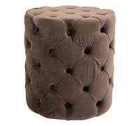 CLP Puff Redondo de Terciopelo Drancy, Acolchado con Botones Decorativos, Estilo Chesterfield, para Sala de Estar o Dormitorio, Color:marrón, Tamaño:M