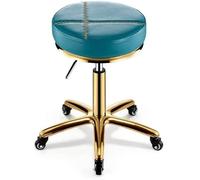 Taburete resistente con ruedas, silla de salón de altura ajustable, cómodo asiento giratorio para peluqueros y manicuristas, elegante diseño redondo negro