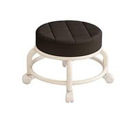 Taburete rodante con asiento redondo, taburete bajo acolchado, taburete de pedicura, reposapiés resistente para oficina, hogar, fitness, elegante diseño negro