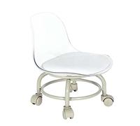 Taburete rodante con respaldo para limpieza de pedicura y reposapiés, asiento corto de acrílico para biblioteca, salón, oficina y hogar