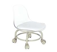 Taburete rodante con respaldo y ruedas para salón, oficina, cocina, garaje, altura ajustable y taburete de maquillaje multiusos