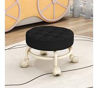 Taburete rodante con ruedas taburete cosmético taburete rodante de taburetes de rodillos bajos, taburetes de pie universal ruedas de cuero taburetes pequeños para garaje, jardinería, hogar, fiesta