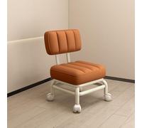 Taburete rodante con soporte para la espalda, asiento de piel sintética, marco de metal, ruedas giratorias de 360°, ideal para oficina, hogar, jardín, garaje, tienda