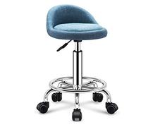Taburete rodante de altura ajustable con respaldo, cómoda silla giratoria sobre ruedas, asiento de emulsión resistente para salón, spa, belleza, tienda de tatuajes, color negro