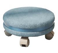 Taburete rodante de baja altura con 5 ruedas silenciosas, rotación de 360°, taburete redondo para casa, oficina, fitness, garaje, tienda, color azul