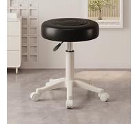 Taburete rodante de cuero sintético ajustable de 4053 cm de altura, ideal para estéticos y artistas de tatuajes, varios colores disponibles (blanco)
