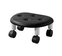 Taburete rodante de piel sintética con asiento redondo bajo giratorio de 360° con ruedas giratorias para el hogar, jardín, garaje, tienda, fitness y deportes, 15 cm de altura