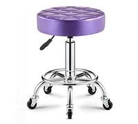 Taburete rodante redondo moderno de cuero PU con reposapiés altura ajustable Spa salón de dibujo tatuaje trabajo taburetes de masaje silla de trabajo,Purple