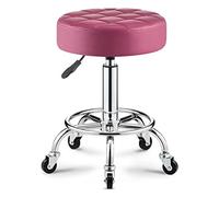 Taburete rodante redondo moderno de cuero PU con reposapiés altura ajustable Spa salón de dibujo tatuaje trabajo taburetes de masaje silla de trabajo,Red