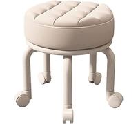 Taburete rodante, taburete bajo con ruedas, taburetes pequeños y bajos, taburete bajo con ruedas giratorias de 360°, silla de asiento de piel sintética para el hogar, oficina, garaje, tienda, fitness,