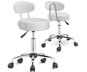 Taburete Roll set de 2 blanco giratorio 360° con respaldo