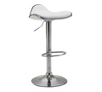 CLP Taburete Alto de Cocina Shanghai en Polipiel I Silla de Bar giratoria Regulable en Altura con Base metálica, Color:Blanco, Material del Soporte:Hierro Cromado