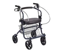 Taburete silla andador de aleación de aluminio doble pasamanos con cesta de almacenamiento plegable rueda ancianos discapacitados caminar auxiliar (color: rojo), color: azul (color: azul)
