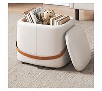 Taburete Taburete de pie giratorio de almacenamiento redondo, reposapiés de cuero con almacenamiento, taburete de tocador con tapa extraíble, taburete de almacenamiento de mesa de café lateral for sal