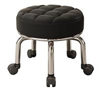 taburete taburete de taburetes pequeños taburetes de rodillos con el asiento acolchado para el conjunto de muebles, fácil rodar, taburetes bajos con ruedas, taburetes pequeños de cuero para garaje