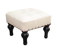 Taburete tapizado de cuero, otomano apilable con patas de madera para sala de estar, dormitorio y entrada, reposapiés versátil para sofá