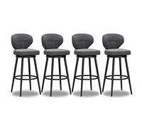 Taburete tapizado de respaldo bajo con patas de metal para cocina y rincón de desayuno, asiento cómodo, ideal para uso doméstico