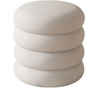 Taburete tapizado de Tela otomana con Base giratoria Invisible Puf Reposapiés para Dormitorio Sala de Estar Jardín Balcón Tocador Taburete Oficina (Color: Blanco)