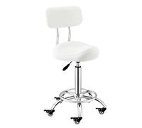 Taburete tipo silla de montar con respaldo, altura ajustable de 50 a 70 cm, silla tipo silla de montar giratoria con ruedas de bloqueo, reposapiés y respaldo for salón de belleza, clínica, dentista, t