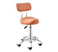 Taburete tipo silla de montar con respaldo, altura ajustable de 50 a 70 cm, silla tipo silla de montar giratoria con ruedas de bloqueo, reposapiés y respaldo for salón de belleza, clínica, dentista, t