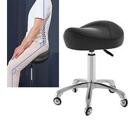 Taburete Tipo Silla de Montar, Silla ergonómica Tipo Silla de Montar para odontología y Tatuajes, Taburete hidráulico rodante de Alta Resistencia con Ruedas, Asiento clínico Negro Ajustable
