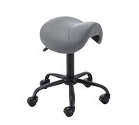 Taburete Tipo Silla de Montar, Taburete ergonómico con Ruedas - Silla rodante hidráulica Ajustable para Oficina y Estudio de Maquillaje - Cómodo Asiento Gris Tipo Silla de Montar para una me