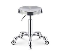 Taburete Tocador Maquillaje Acero Inoxidable Regulable en Altura 45-58cm Taburete con Ruedas Fisioterapia Base de Acero Silla de Peluquería para Peluquería Oficina Hogar