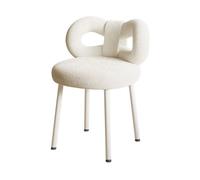 Taburete Vani pequeño ajustable con respaldo de lazo, taburete de maquillaje sin brazos para mujeres y niñas, perfecto para dormitorio, baño, sala de estar, color blanco
