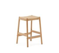 Taburete Yalia en madera maciza de roble con acabado natural y cuerda, altura 65 cm FSC 100%