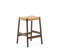 Taburete Yalia en madera maciza de roble con acabado nogal y cuerda, altura 65 cm FSC 100%