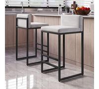 Taburetes altos de mostrador Taburetes altos de mostrador con reposapiés, taburetes de bar tapizados en terciopelo modernos, silla de comedor con respaldo bajo, taburete de isla de cocina para pub