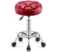 Taburetes Altos de Piel Sintética, Sillas de Isla de Cocina Redondas y Giratorias de Altura Ajustable para Salón, Cómodas y Transpirables, Silla de Trabajo, Taburete Alto(Red)