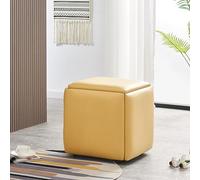Taburetes apilables 5 en 1, silla otomana con ruedas, banco de cuero para dormitorio, sala de estar, comedor, solución de muebles para ahorrar espacio