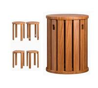 Taburetes apilables de madera, versátiles mesas auxiliares pequeñas para sala de estar, dormitorio, oficina y comedor, ideales como mesita de noche o mesa de café