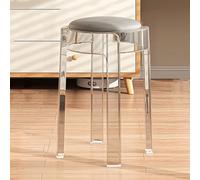 Taburetes Apilables, Taburetes De Bar De AcríLico Transparente, Taburete Sin Brazos, Silla De Comedor De Cocina Sin Respaldo, Taburetes Modernos De 46cm(Color:Gris,Size:6pcs)