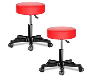 Taburetes con ruedas Set de 2 giratorio 360° rojo
