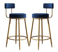 Taburetes de bar 2, altura del mostrador de bares, silla con reposapiés y respaldo, taburete de bar moderno, taburete de maquillaje de terciopelo vintage (conjunto de 2, 65 cm)