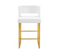 Taburetes de bar 2 unidades - estilo nórdico, diseño cuadrado, patas metálicas doradas - blanco+oro