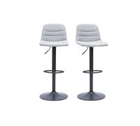 Taburetes de bar ajustables giratorios 360° en tejido gris claro y metal (lote de 2) SAURY
