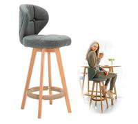 Taburetes de bar ajustables grises con respaldo, sillas giratorias de 360°, cojín suave, reposapiés, perfecto para bares, cafeterías y cocinas, altura del asiento 80 cm