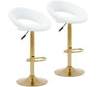 Taburetes de bar ajustables, modernos y elegantes taburetes giratorios de cuero sintético con respaldo hueco, sillas Airlift de altura de mostrador for cocina, comedor, pub, cafetería, juego de 2(Pear